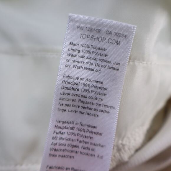 TOPSHOP Belted V-Neck Wrap Jumpsuit Ivory Tapered Leg Casual Women's 6P - Picture 11 of 11